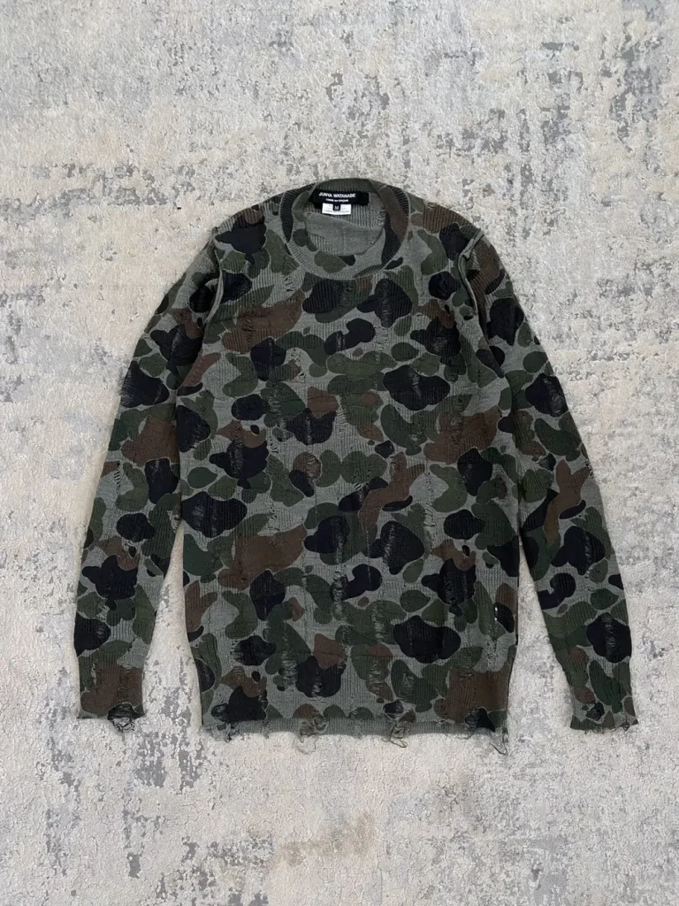 Junya Watanabe AD2010 Distressed Camo Knit Sweater 17x26