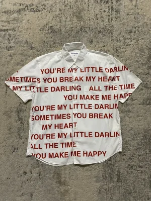 Junya Watanabe SS02 Poem Shirt "My Darling" Red/White M 21.5x28.5