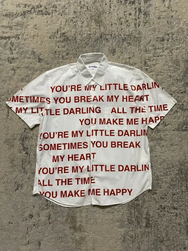 Junya Watanabe SS02 Poem Shirt "My Darling" Red/White M 21.5x28.5
