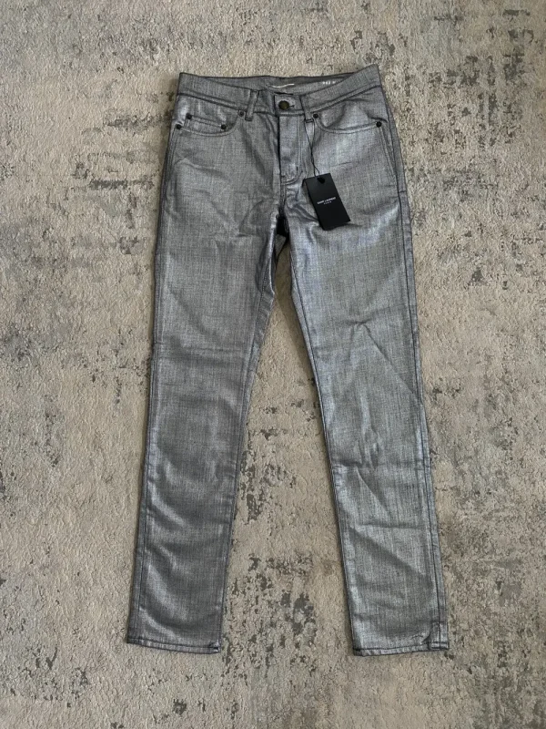 Saint Laurent - SS19 Silver Coated Jeans 28x28.5