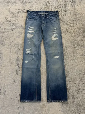 Blue Blue Japan - Crash Distressed Repair Bootcut Denim 30x32.5