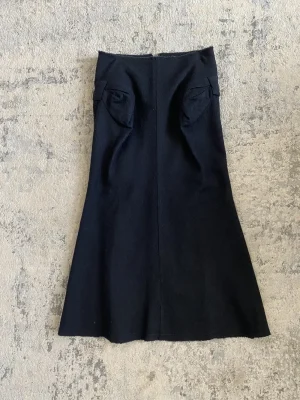Junya Watanabe AD2003 Runway Bow Tie Wool Maxi Skirt