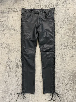Raf Simons - AW98 "Radioactivity" Leather Lace-up Pants 32x31