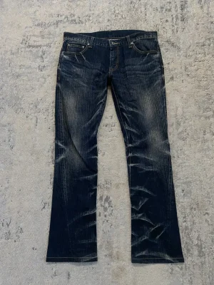 Tornado Mart - Whisker Faded Blue Bootcut Denim LL 36x31