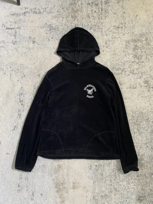 Junya Watanabe - Black Velour Hull Middle School Hornets Hoodie 20x26