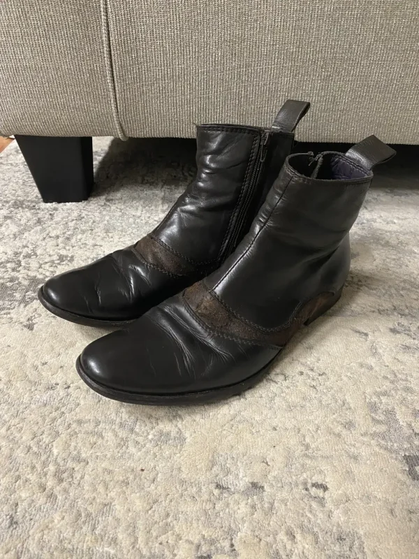 Marithe Francios Girbaud - Side Zip Leather Ankle Boots 9 US Mens