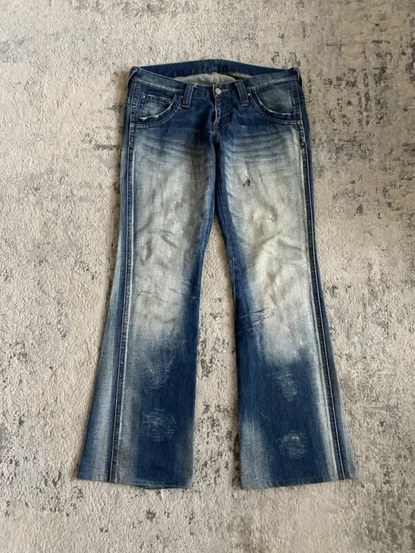 Tornado Mart - Washed Oil Stain Flare Denim 34x32