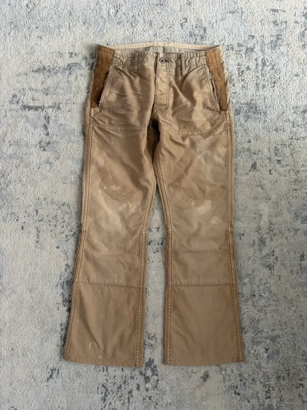 Backlash - Suede Pocket Oil Stained Bootcut Pant 29x27