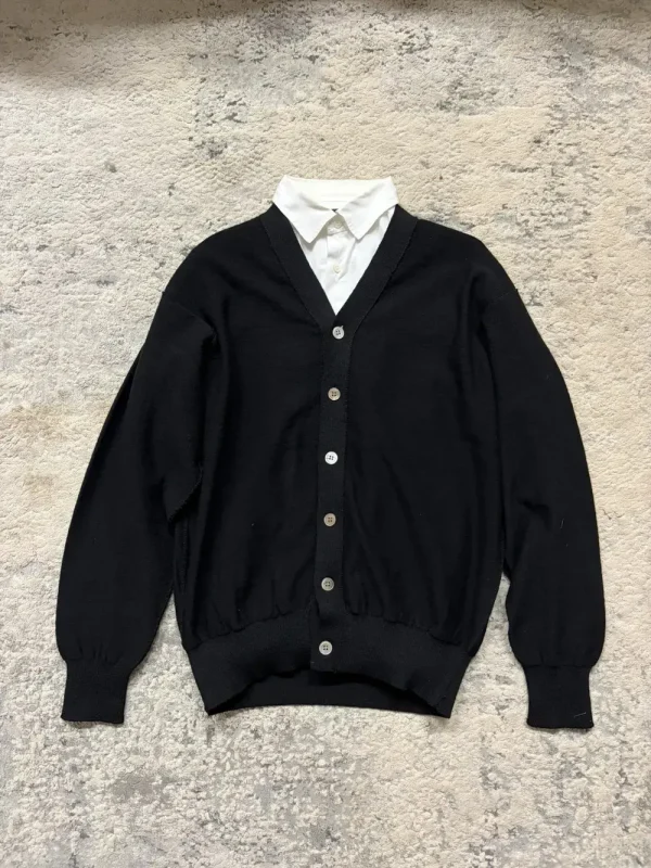 Comme Des Garcons Homme Plus - 1990 Wool Sweat Cardigan Button Up 21.5x27
