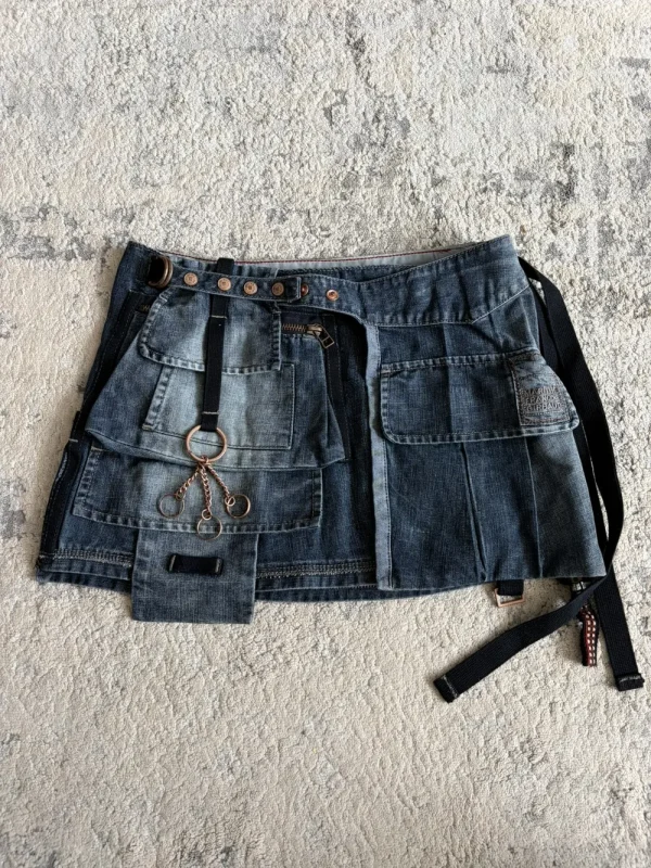 Marithe Francios Girbaud - Denim Multi Pocket Accessory Skirt 13x11.5