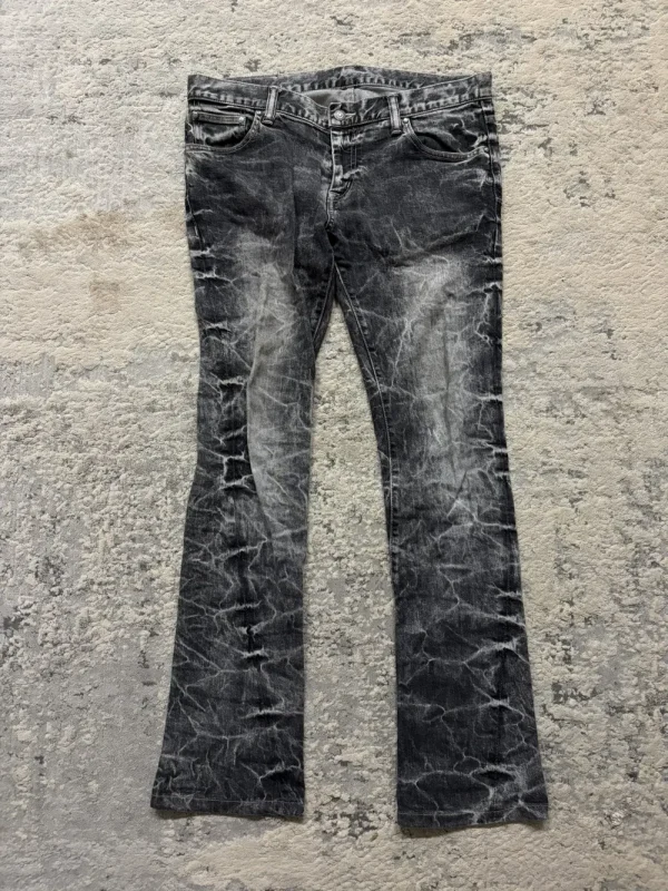 Tornado Mart - Whisker Faded Black Bootcut Denim 35x32