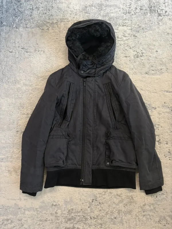 Neil Barret - Fur Hood Black Denim Jacket 18.5x25