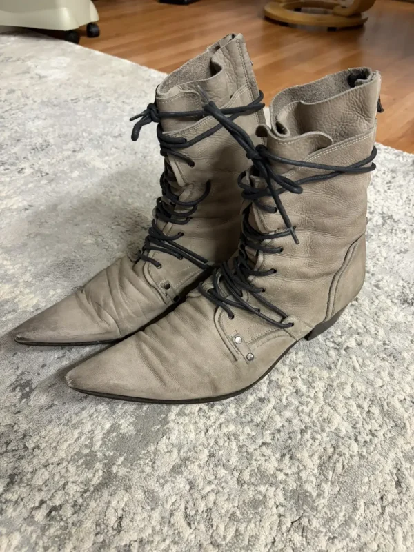 Tornado Mart - Grey Layered Leather Back Zip Boots 9-9.5US Mens