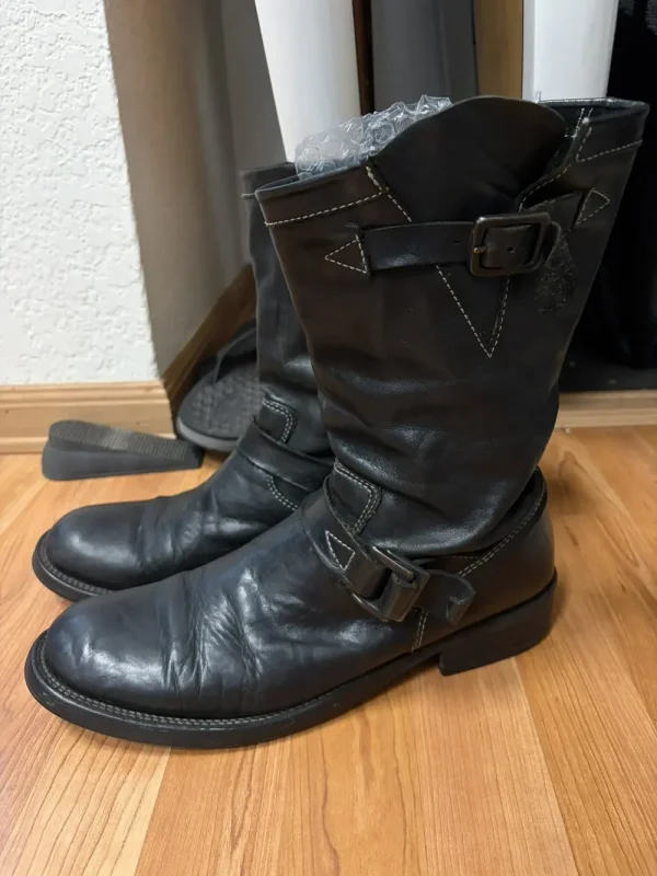 Isamu Katayama Backlash - Black Leather Engineer Boots 10.5US Mens