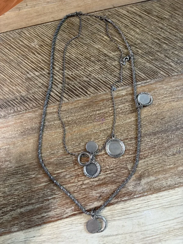 KVA - Medallion Multi Pendant Double Chain Necklace 31"