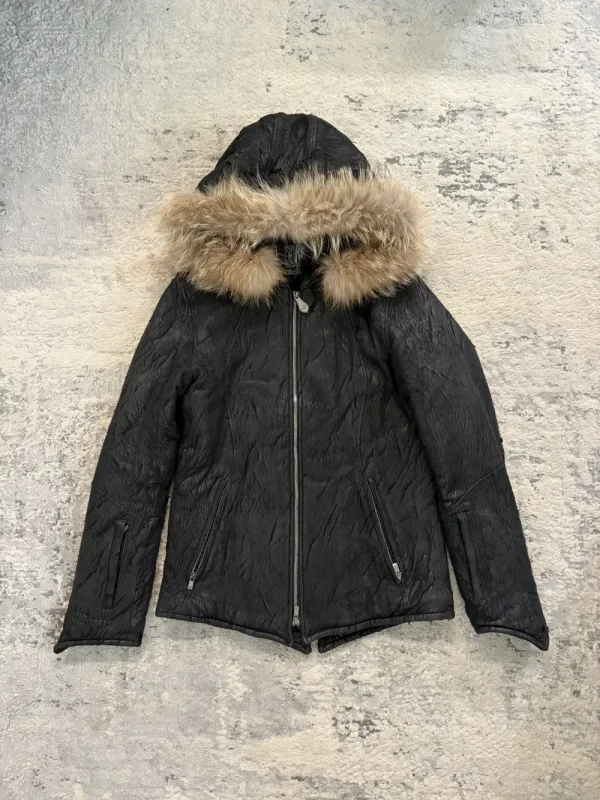 Obelisk - Blistered Leather Fur Hood Jacket 20x29