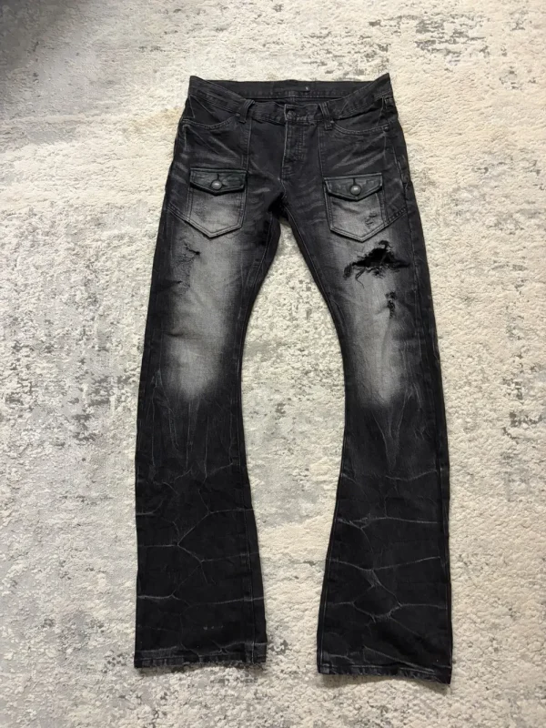 Fuga - Curve Leg Flared Distressed Denim 33x35