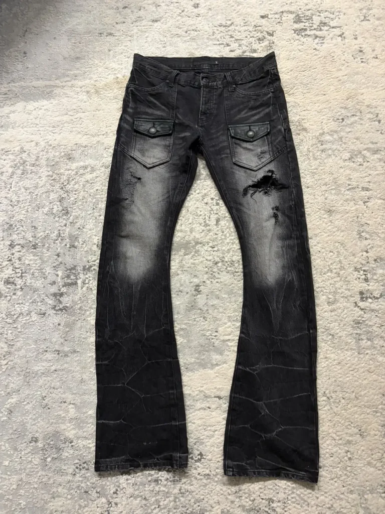 Fuga - Curve Leg Flared Distressed Denim 33x35
