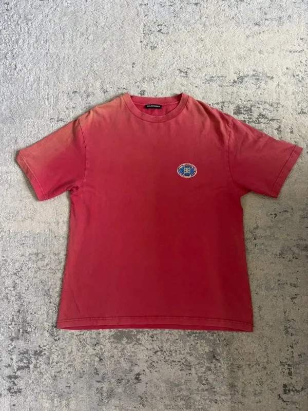 Balenciaga - AW19 Sunfaded BB International Flags Logo T shirt 21x28