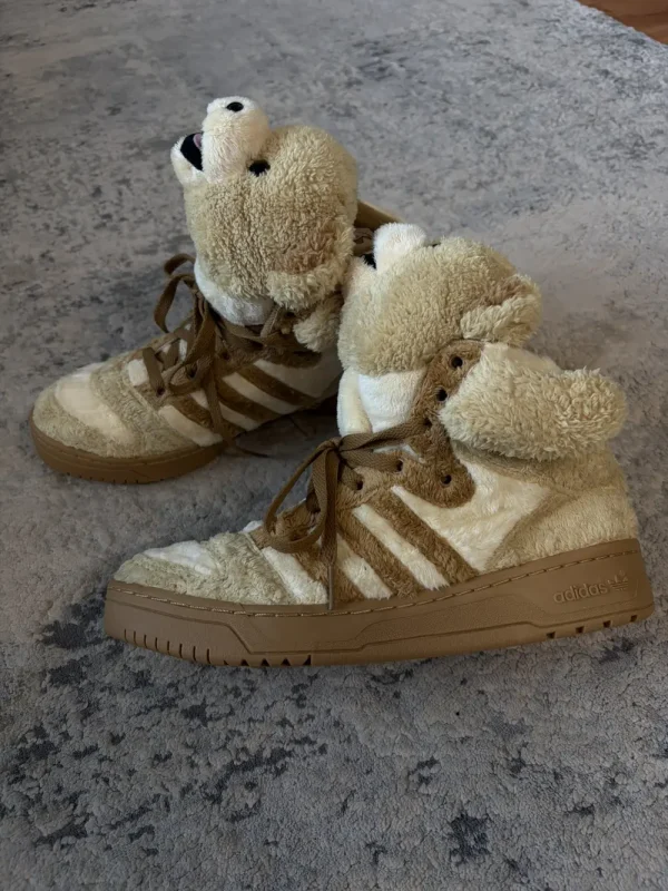 Jeremy Scott x Adidas - SS11 Bear Fuzzy High top Sneakers Gold 9.5US Men
