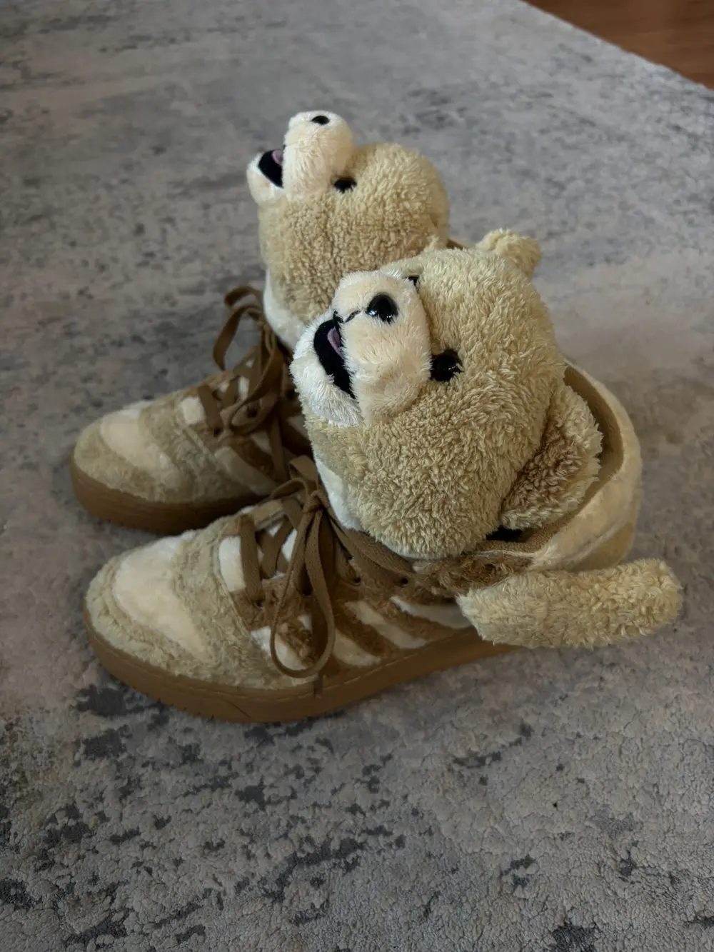 Jeremy Scott x Adidas - SS11 Bear Fuzzy High top Sneakers Gold 9.5US Men - Image 3