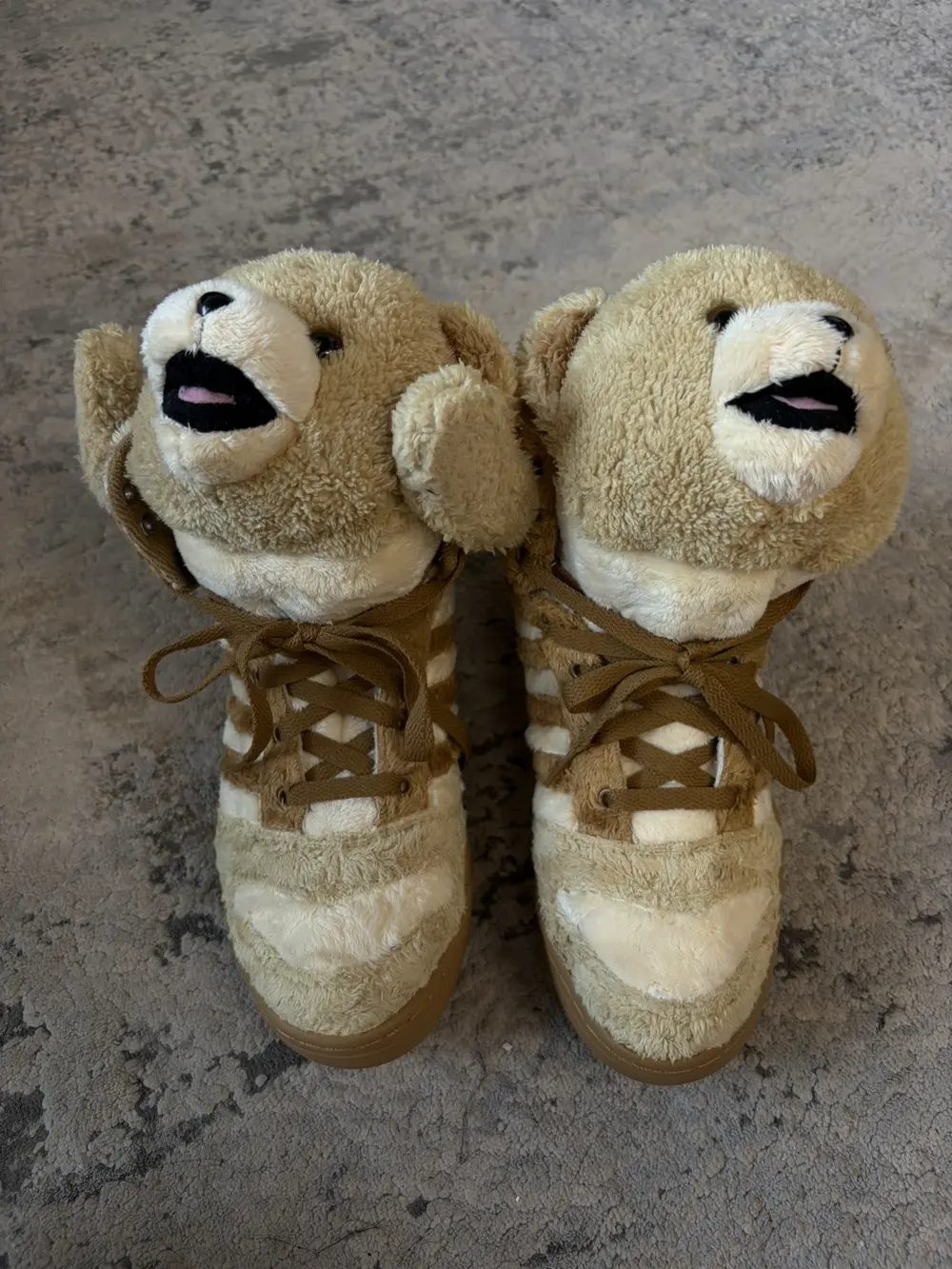 Jeremy Scott x Adidas - SS11 Bear Fuzzy High top Sneakers Gold 9.5US Men - Image 2