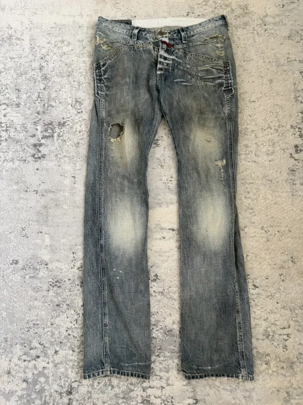 Marithe + Francois Girbaud - Distressed Trompe-l'œil Straight Denim 32x33