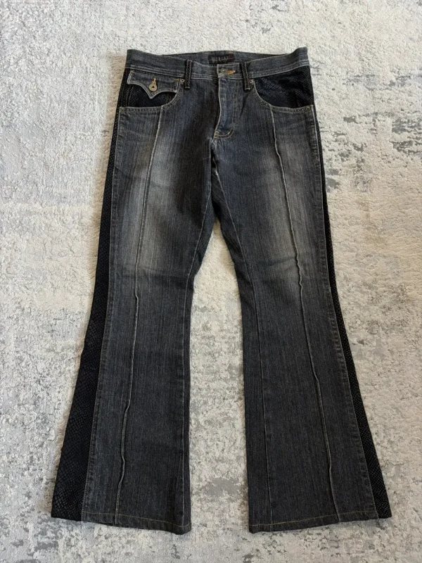 Morgan Homme - Snake Print Pleated Flare Denim 28x28