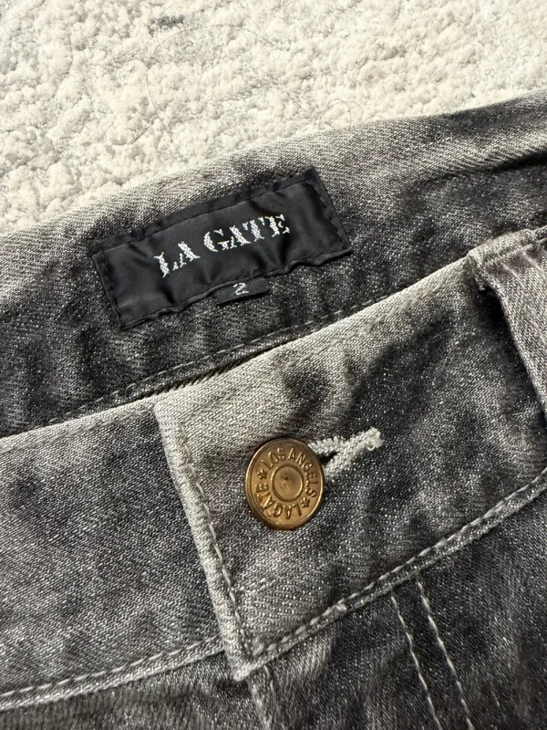 La Gate – Bleach Washed Grey Denim Bootcut Jeans7