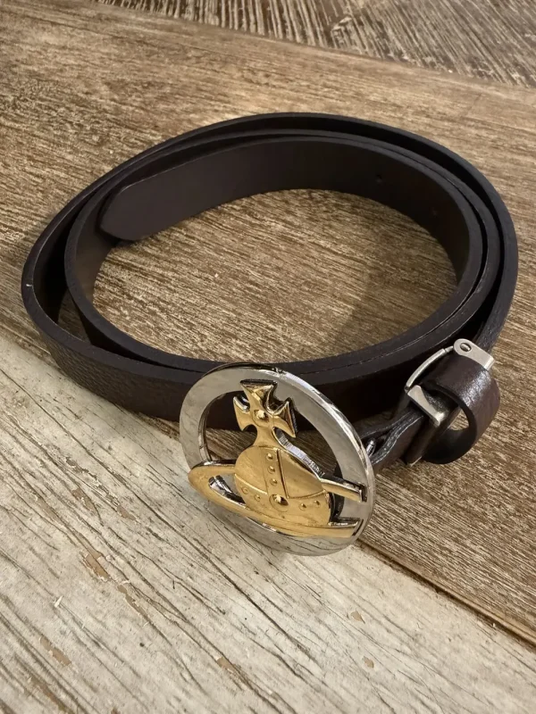 Vivienne Westwood - Orb Motif Pebbled Leather Belt 28-34"
