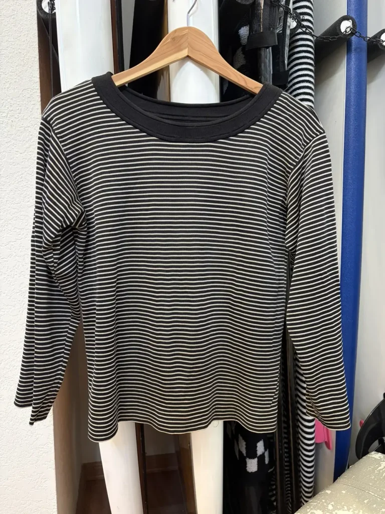 YSL Rive Gauche - Bold Neck Striped Knit Long Sleeve T Shirt 19.5x23.5
