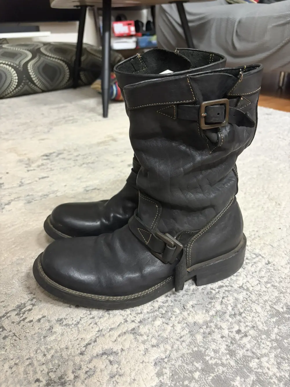 Backlash - Black Leather Engineer Boots 24.5/8US