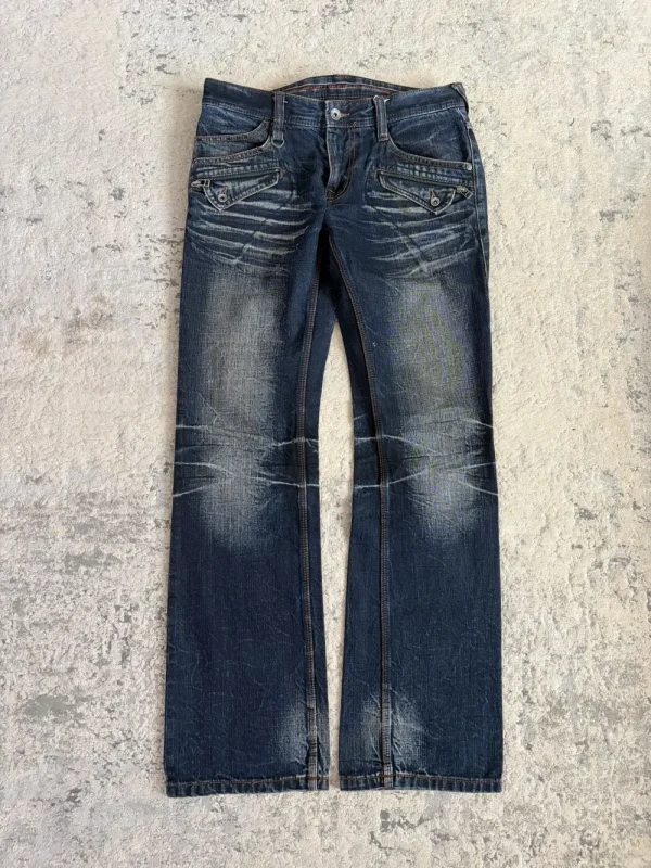 Nicole Club - Distressed Whisker Bootcut Darkwash Denim 32x32.5