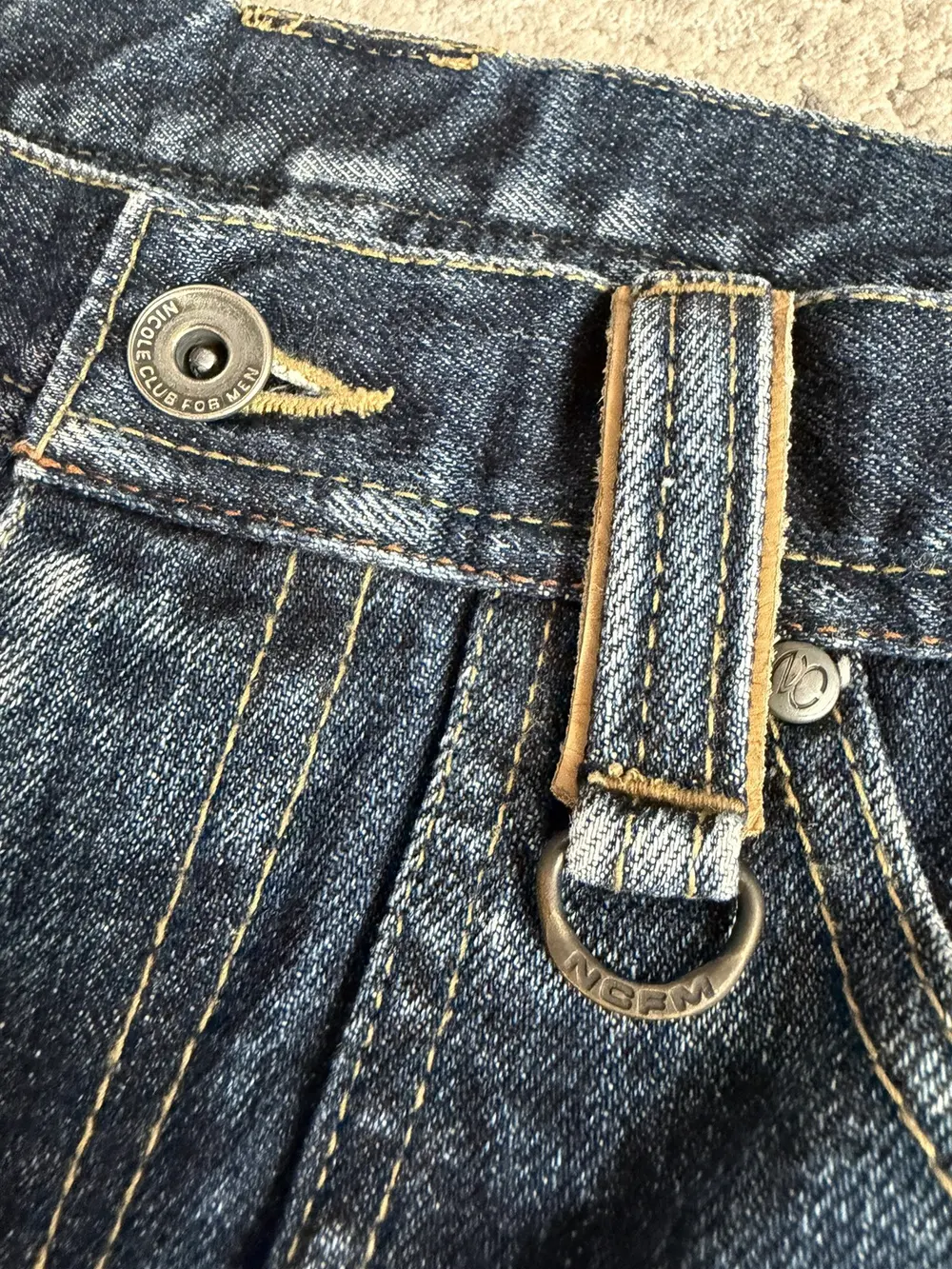 Nicole Club - Leather Accent Bootcut Whisker Denim Jeans 32x31 - Image 4