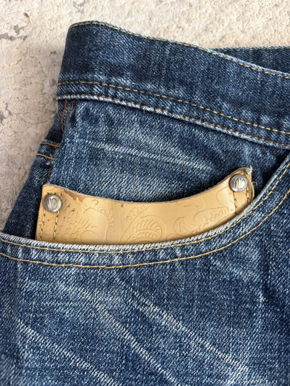 Nicole Club - Leather Accent Bootcut Whisker Denim Jeans 32x31 - Image 3