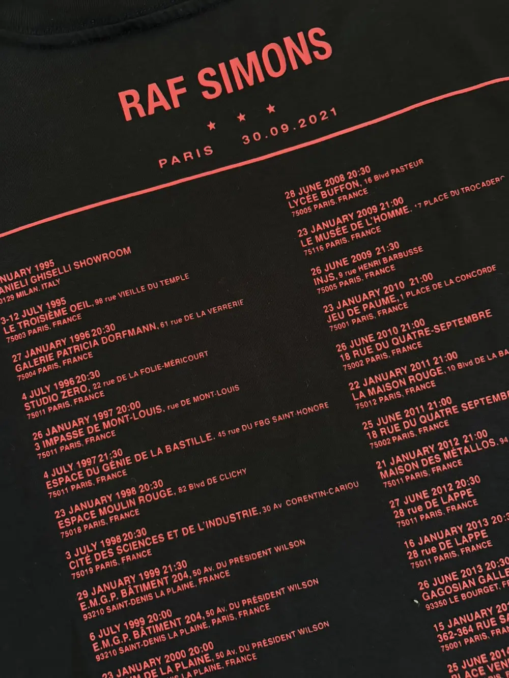 Raf Simons - SS22 Tour Tee Shirt 22x30.5 - Image 7